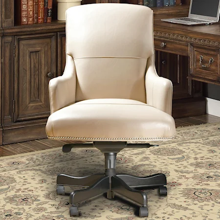 Traditional Leather Desk Chair with Nailhead Trim